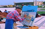 Maler mit bild, Hafen von Lagos